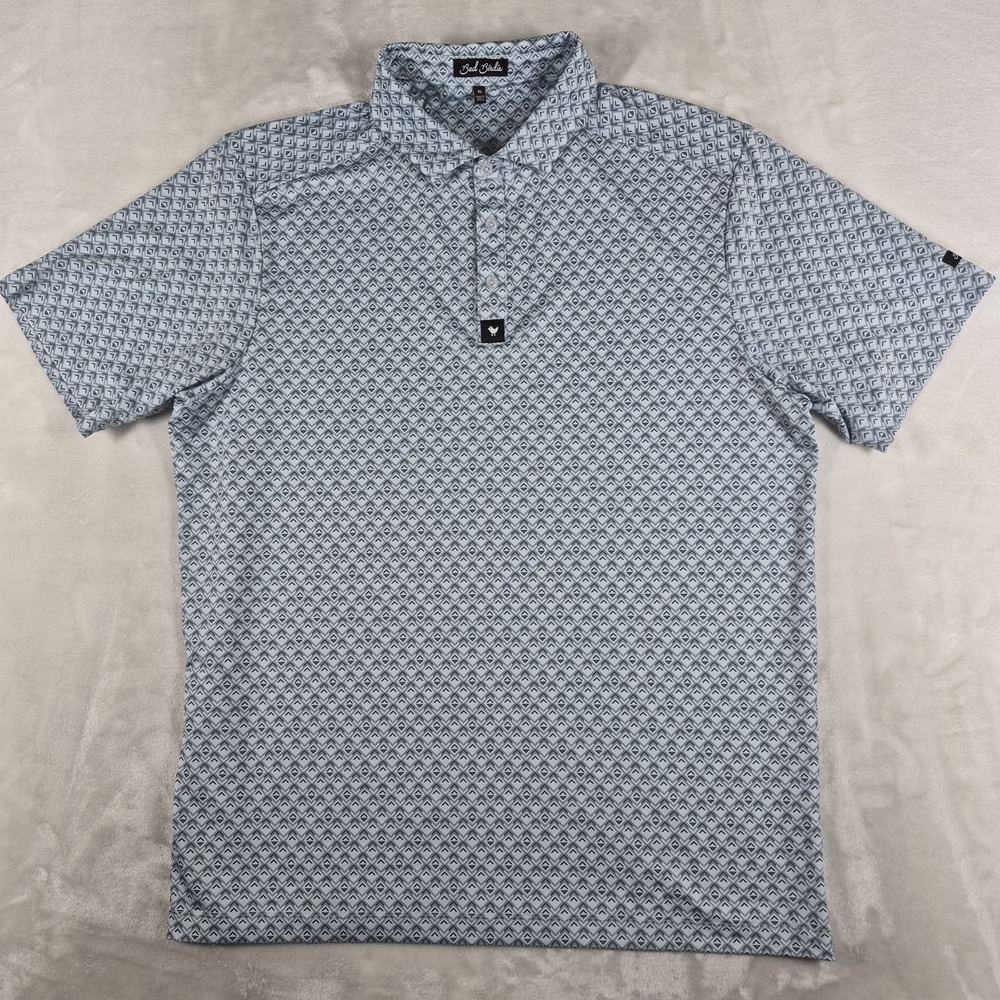 Bad Birdie Polo Shirt Men's XL Gray Golf Performance Short Sleeve Geometric